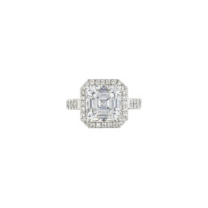 6.5 Carat Assher Cut Statement | Brilliant White / F color | VVS | 14K White Gold