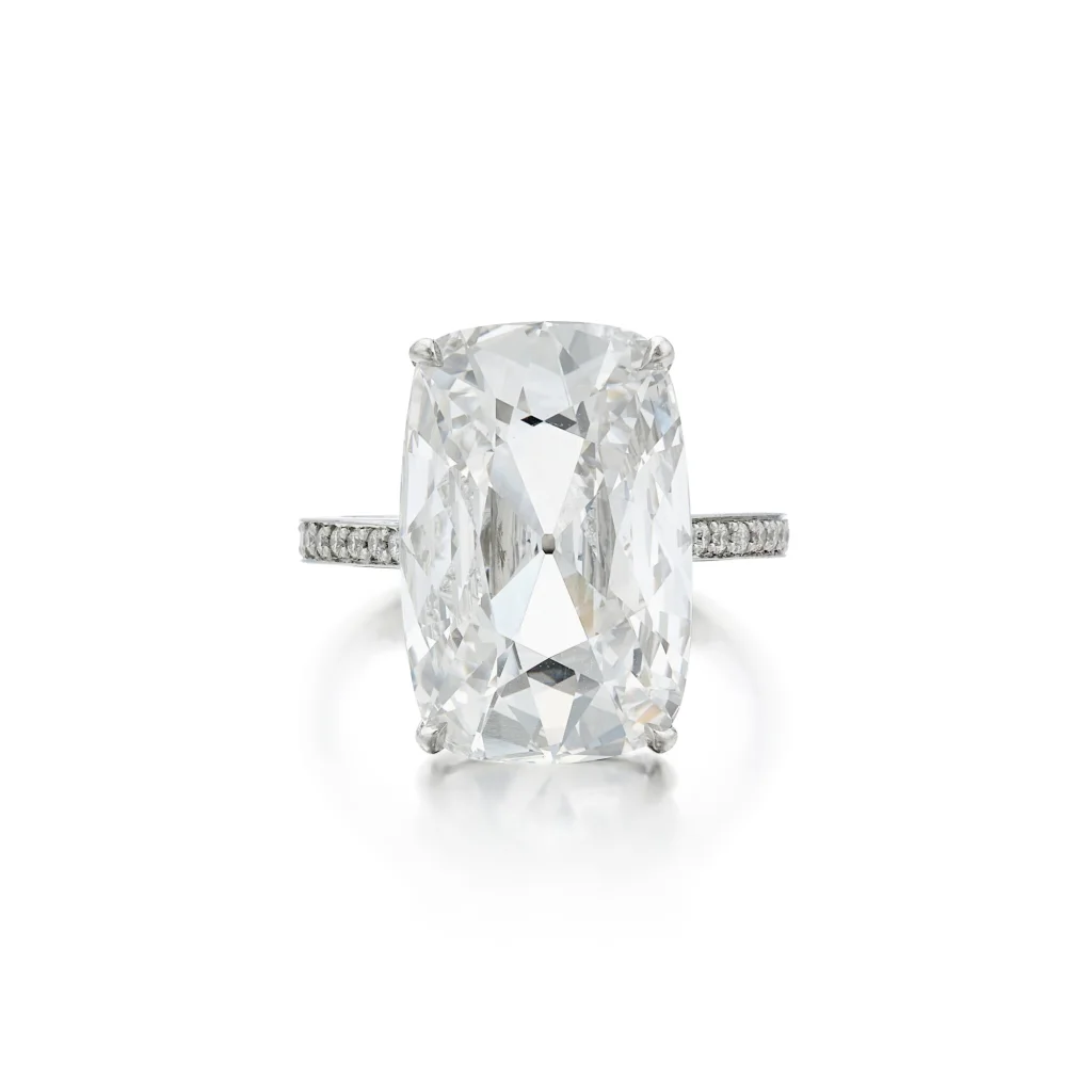 6 Carat Cushion Statement | Brilliant White / D color | FL/IF | 14K White Gold