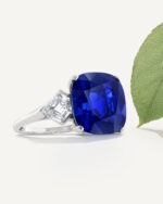 6 Carat Cushion Statement | Royal Blue Sapphire | 14K White Gold | Radiant Elegance - Image 3