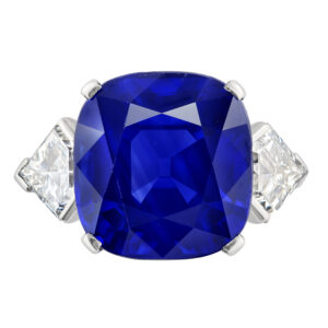 6 Carat Cushion Statement | Royal Blue Sapphire | 14K White Gold | Radiant Elegance