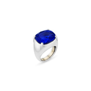 6 Carat Cushion Statement | Royal Blue Sapphire | 14K White Gold | Radiant Elegance