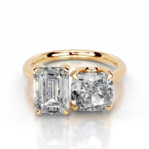 6 Carat Emerald-cut Toi Et Moi Diamond Ring | SI | 14K White Gold