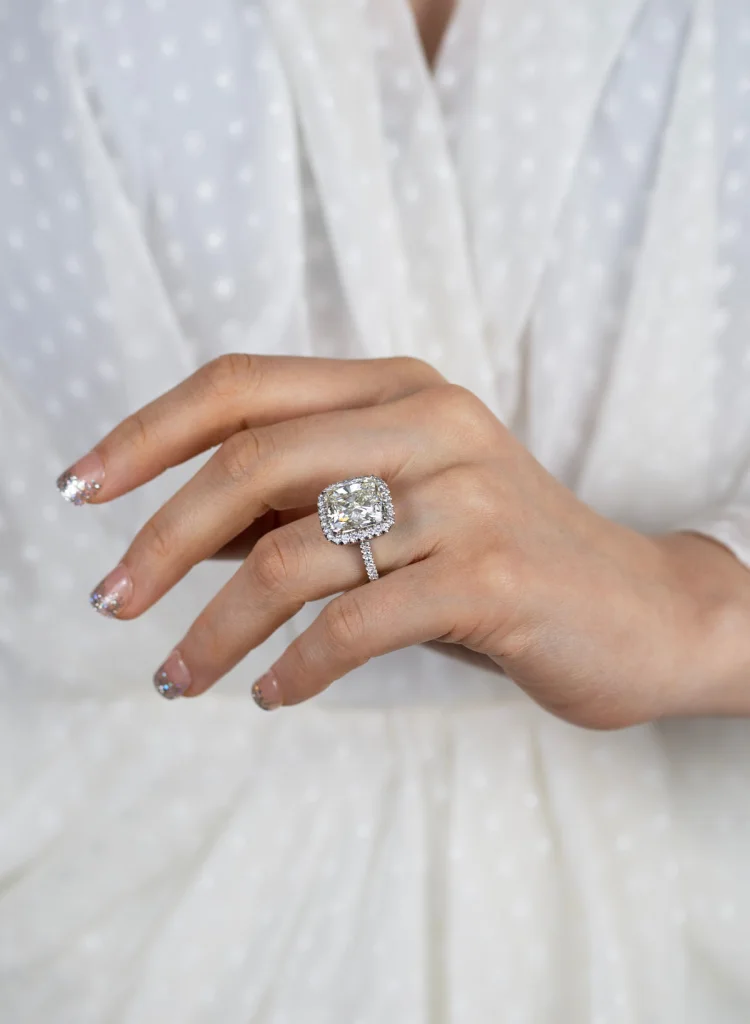 11.46 Carat Cushion Halo Diamond Ring | Brilliant White | 18K Gold | Iconic Presence