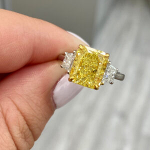 3.02 Carat Round Brilliant Statement | Fancy Yellow | 14K White Gold | Sunlit Royal Radiance