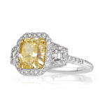 4 Carat Radiant Diamond Ring | Fancy Yellow | 14K White Gold | Sunlit Royal Radiance - Image 5