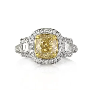 4 Carat Radiant Diamond Ring | Fancy Yellow | 14K White Gold | Sunlit Royal Radiance
