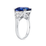10 Carat Cushion Diamond Ring | Royal Blue Sapphire | 14K White Gold | Iconic Presence - Image 3