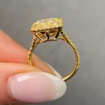 3.32 Carat Cushion Halo Diamond Ring | Fancy Yellow | 14K White Gold - Image 2