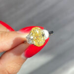 3.5 Carat Oval Diamond Ring | Fancy Yellow | 14K White Gold | Sunlit Royal Radiance - Image 2