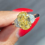 3.5 Carat Oval Diamond Ring | Fancy Yellow | 14K White Gold | Sunlit Royal Radiance