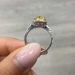3 Carat Radiant Halo Diamond Ring | Fancy Yellow | 14K White Gold