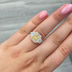 3.5 Carat Radiant Diamond Ring | Fancy Yellow | 14K White Gold | A Crown-Worthy Fancy Rarity