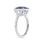 3 Carat Cushion Halo Diamond Ring | Royal Blue Sapphire | 18K Gold | Everyday Royalty - Image 3