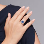 3 Carat Cushion Halo Diamond Ring | Royal Blue Sapphire | 18K Gold | Everyday Royalty - Image 4