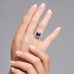 3 Carat Cushion Halo Diamond Ring | Royal Blue Sapphire | 18K Gold | Everyday Royalty - Image 6