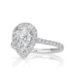 1 Carat Pear Diamond Ring | Brilliant White | 14K White Gold | Elegant Sparkle | Signature - Image 2