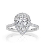 1 Carat Pear Diamond Ring | Brilliant White | 14K White Gold | Elegant Sparkle | Signature
