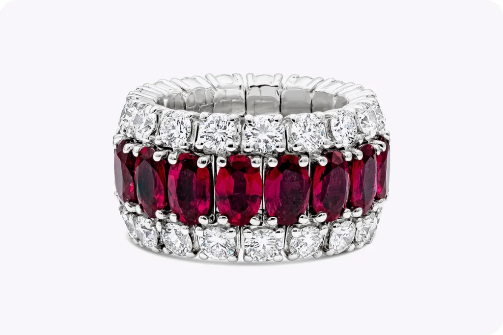 7.54 Carat Oval Statement | Ruby Red | 14K White Gold | Radiant Elegance | Modern Classic