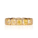 7.56 Carat Cushion Band | Fancy Yellow | 18K Yellow Gold | Colour-Collector’s Treasure