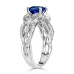 2 Carat Cushion Diamond Ring | Royal Blue Sapphire | 14K White Gold | Modern Nobility - Image 3