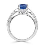 2 Carat Cushion Diamond Ring | Royal Blue Sapphire | 14K White Gold | Modern Nobility - Image 4