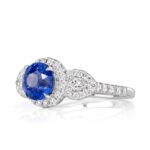 2.5 Carat Round Brilliant Diamond Ring | Royal Blue Sapphire | 14K White Gold | Quiet Power - Image 2