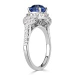 2.5 Carat Round Brilliant Diamond Ring | Royal Blue Sapphire | 14K White Gold | Quiet Power - Image 3
