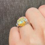 5 Carat Cushion Halo Diamond Ring | Fancy Yellow | 14K White Gold - Image 3