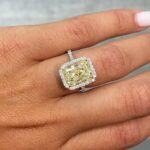 5 Carat Radiant Halo Diamond Ring | Fancy Yellow | 14K White Gold - Image 4