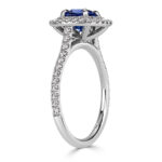1.8 Carat Cushion Diamond Ring | Royal Blue Sapphire | 14K White Gold | Refined Light - Image 4