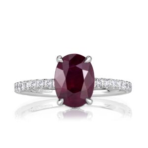 2.44 Carat Oval Diamond Ring | Ruby Red | 14K White Gold | A Classic Statement | Heirloom