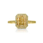 2 Carat Radiant Halo Diamond Ring | Fancy Yellow | 14K White Gold - Image 2