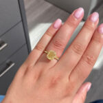 2 Carat Radiant Halo Diamond Ring | Fancy Yellow | 14K White Gold