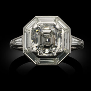 3.02 Carat Asscher Halo Diamond Ring | Brilliant White | 18K Gold | Effortless Elegance