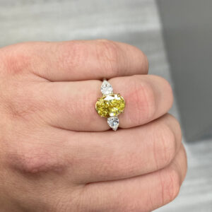 3.03 Carat Round Brilliant Statement | Fancy Yellow | 14K White Gold