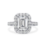 3 Carat Emerald Halo Diamond Ring | 18K Gold | Effortless Elegance