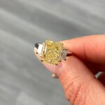 4.03 Carat Radiant Diamond Ring | Fancy Yellow | 14K White Gold - Image 2