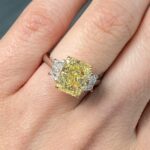 4.03 Carat Radiant Diamond Ring | Fancy Yellow | 14K White Gold - Image 4