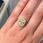 4.7 Carat Cushion Halo Diamond Ring | Fancy Yellow | 14K White Gold - Image 3