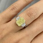 4 Carat Cushion Diamond Ring | Fancy Yellow | 14K White Gold | Colour-Collector’s Treasure - Image 2