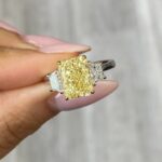 4 Carat Cushion Diamond Ring | Fancy Yellow | 14K White Gold | Colour-Collector’s Treasure - Image 4