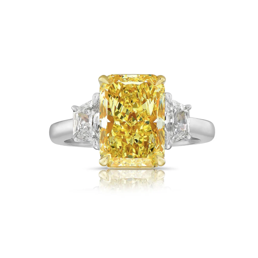 4 Carat Cushion Diamond Ring | Fancy Yellow | 14K White Gold | Colour-Collector’s Treasure