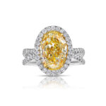 4.53 Carat Oval Diamond Ring | Fancy Yellow | 14K White Gold | Colour-Collector’s Treasure - Image 2