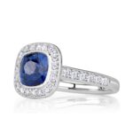 3.27 Carat Cushion Diamond Ring | Royal Blue Sapphire | 14K White Gold | Everyday Royalty - Image 2