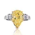 5 Carat Pear Diamond Ring | Fancy Yellow | 14K White Gold | Sunlit Royal Radiance - Image 4
