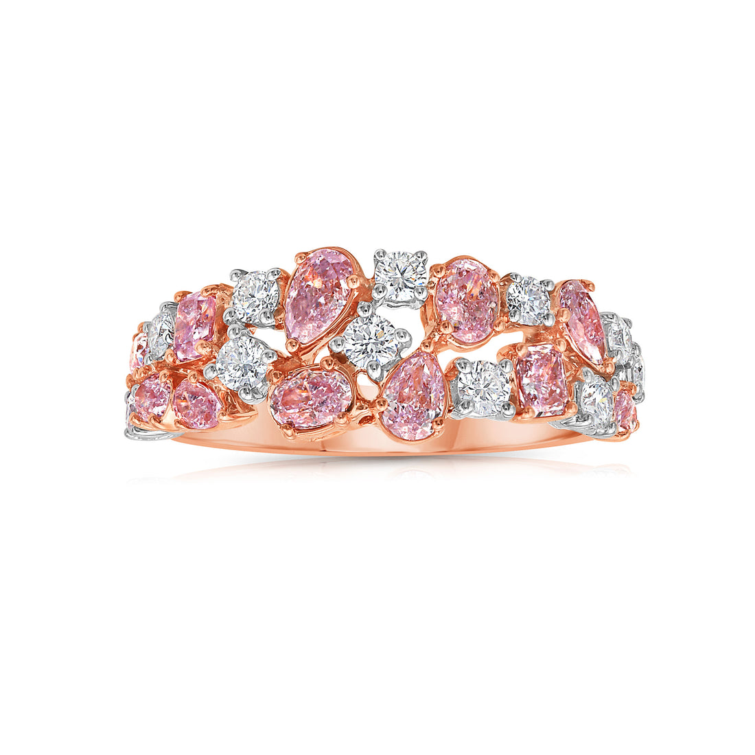 7999pink-and-white-diamond-five-row-half-eternity-ring-front-view-primary.jpg Round Brilliant Eternity Band | Fancy Yellow | 14K White Gold | A Crown-Worthy Fancy Rarity - Image 1