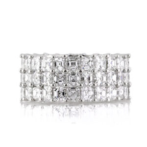 8.12 Carat Asscher Band | Brilliant White | 14K White Gold | Radiant Elegance