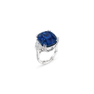 8 Carat Cushion Statement | Royal Blue Sapphire | 14K White Gold | Radiant Elegance