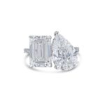 8 Carat Emerald-cut Toi Et Moi Diamond Ring | VS | 14K White Gold - Image 2