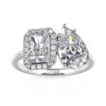 8 Carat Radiant Toi Et Moi Diamond Ring | Brilliant White / D color | FL/IF | 14K White Gold - Image 2